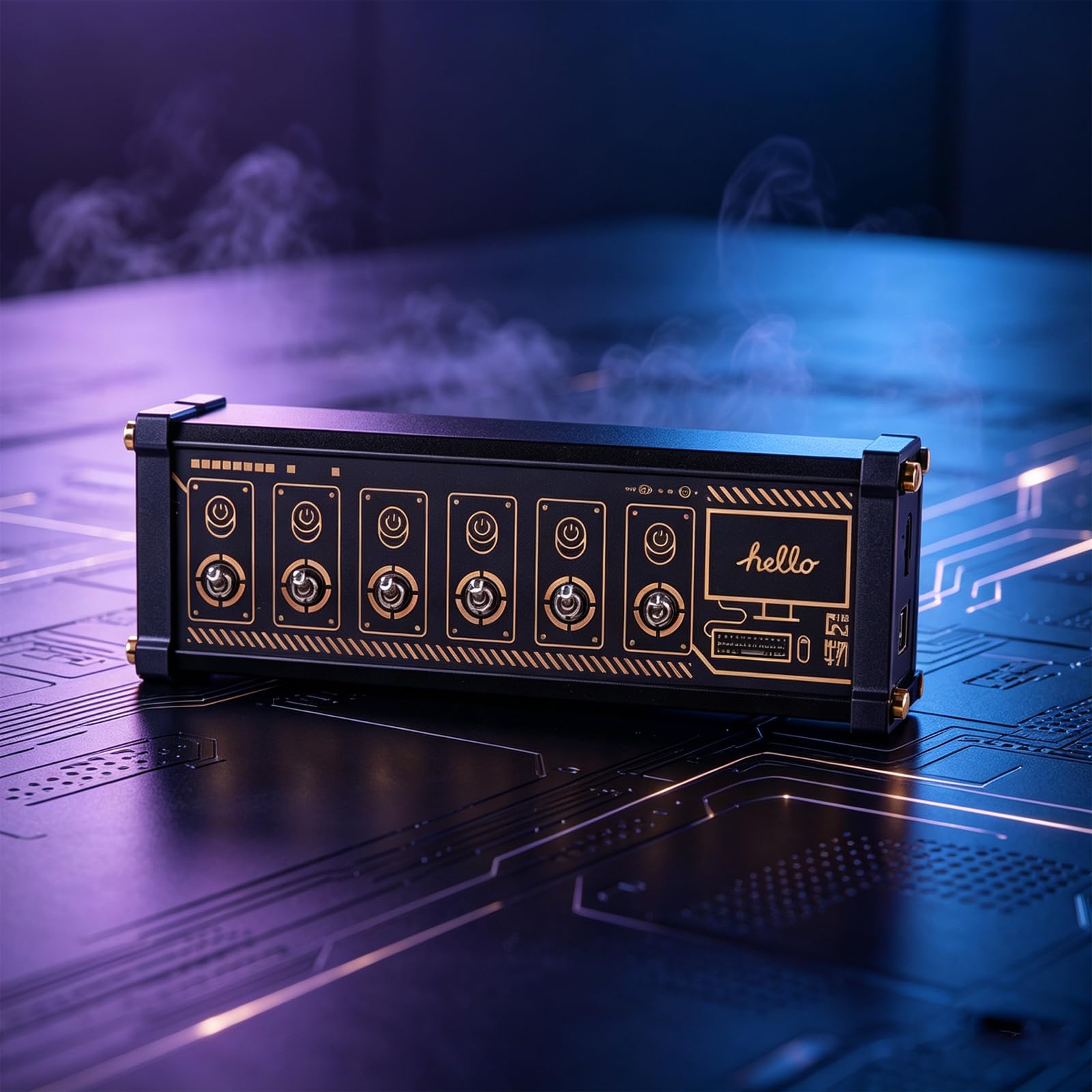 Concentrador USB De 6 Puertos con Interruptores Individuales, Divisor USB De Escritorio Estilo Cyberpunk Industrial, Base De Expansión De Alimentación USB con Diseño De Bloque para Configuración