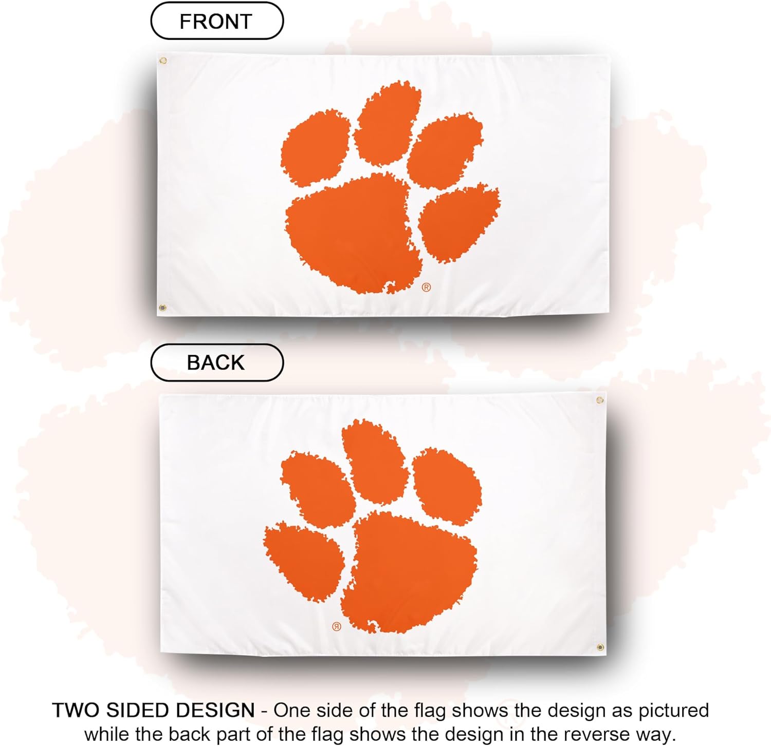 Desert Cactus Clemson University CU Flag - 3 x 5 Feet Tigers Banner, Indoor/Outdoor Durable Fabric, 100% Polyester Design (Style B) - Image 2