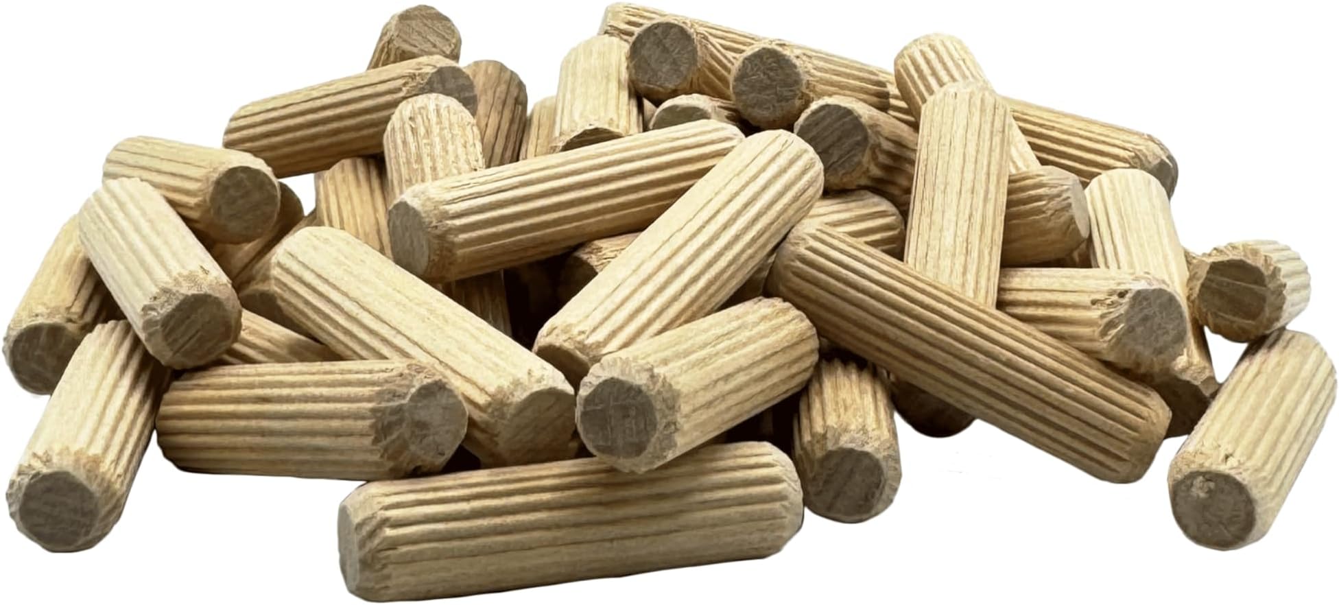 3/8" x 1-1/2" Wooden Dowel Pins, 100-Pack – Kiln-Dried Birch, Fluted & Beveled (3/8" x 1 1/2", 100pk)