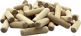 3/8" x 1 1/2" - 200 Pack Wooden Dowel Pins - Kiln Dried, Fluted, and Beveled (3/8" x 1 1/2", 200pk)