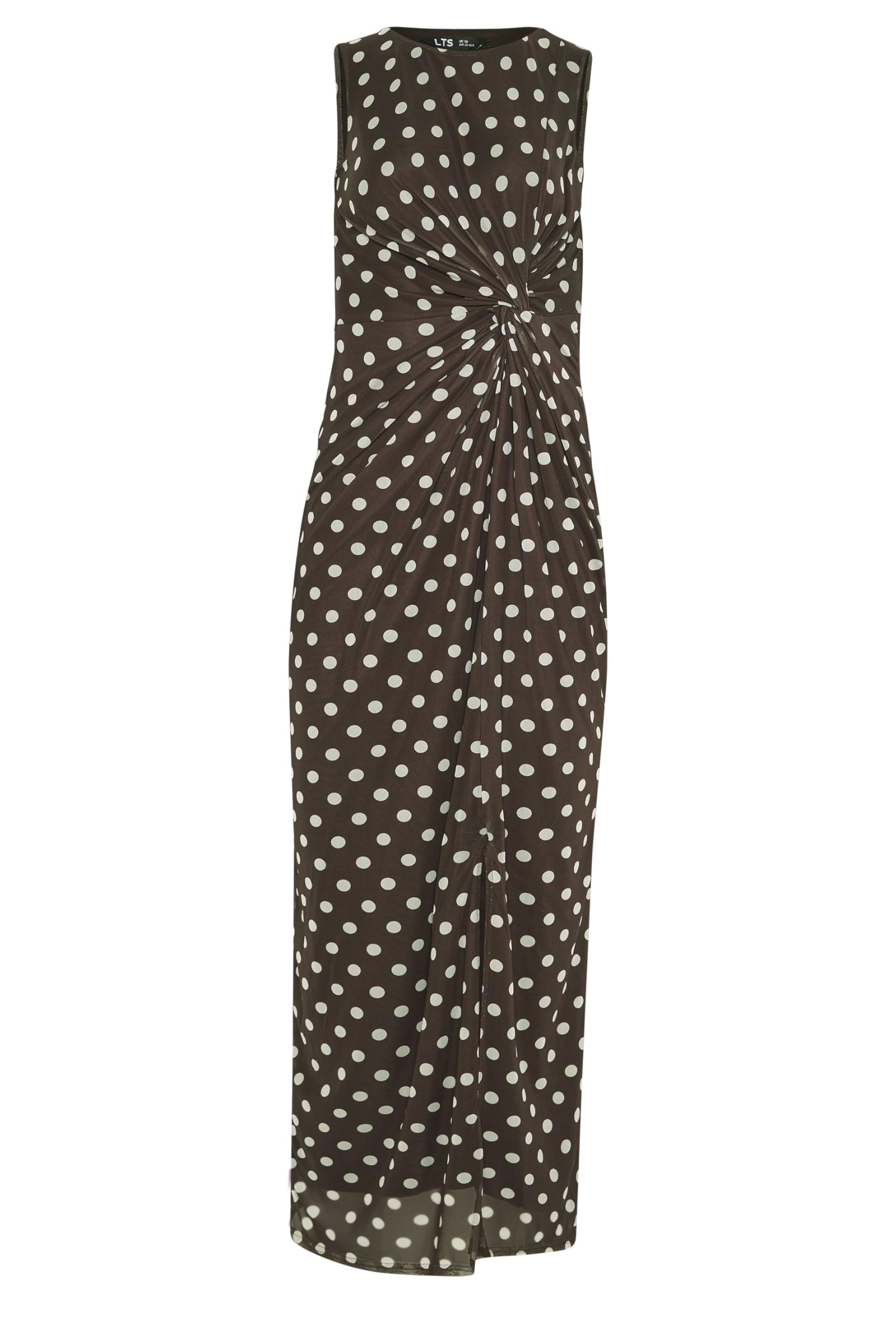 Long Tall Sally - LTS Tall Brown Polka Dot Twist Maxi Dress - Women's