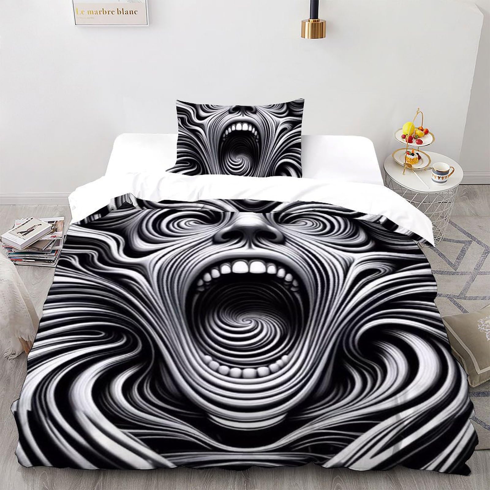 Housse de couette imprimé 3D avec fermeture éclair pour parure de lit fille