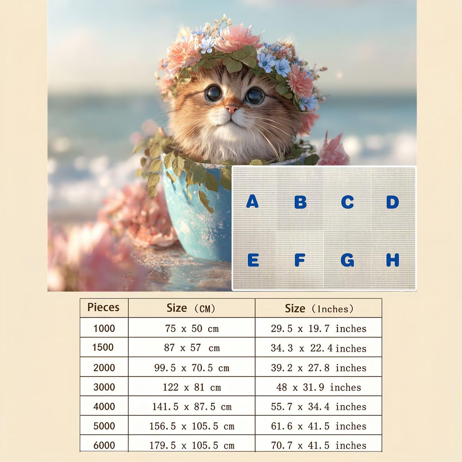 Carino gatto-4 Puzzle 5000 Pezzi per Adulti, Puzzle in Legno - Collezione Classica con Poster Incluso - Sfida di Concentrazione e Passatempo Antistress, Gioco per Famiglia, 156 x 105 cm f0-570