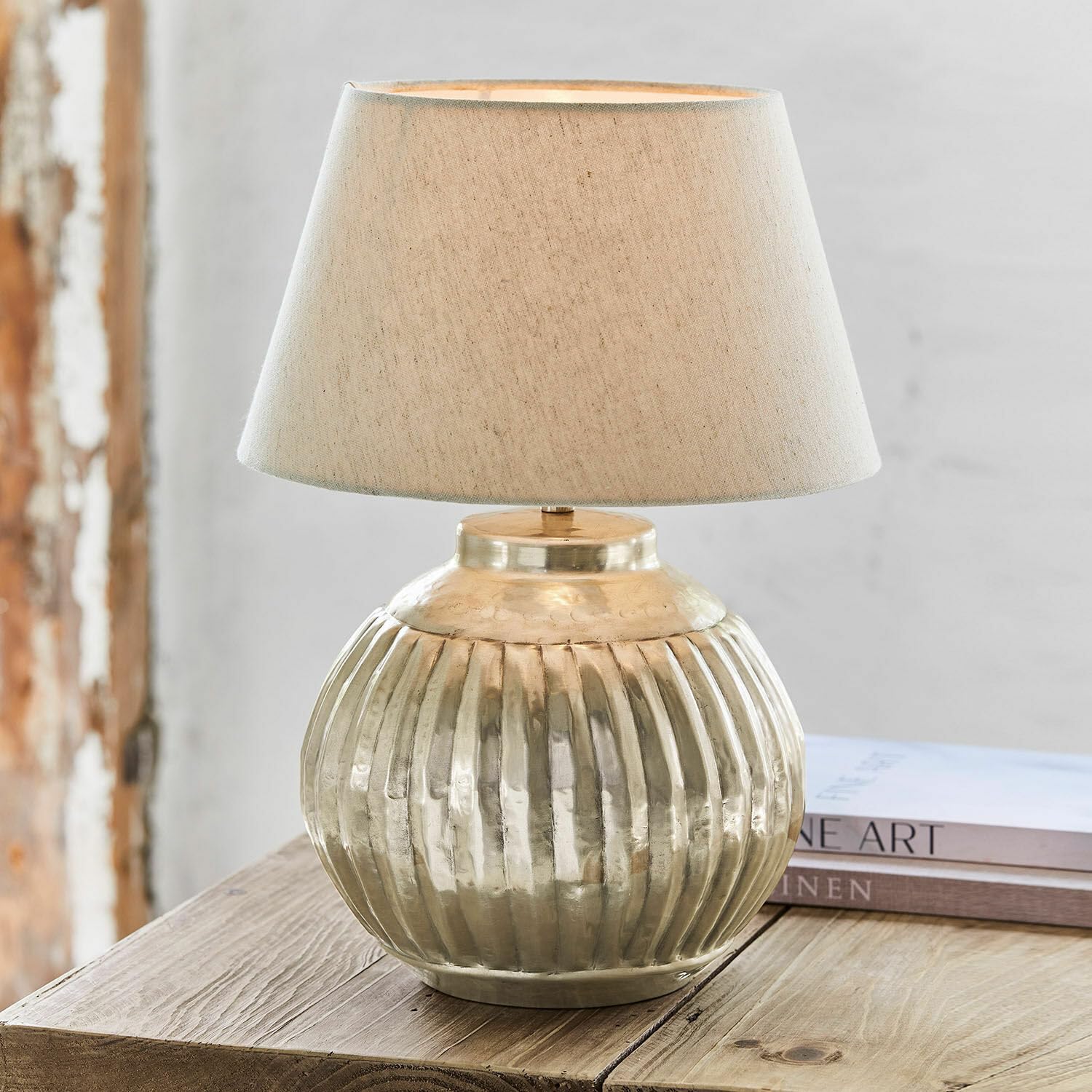 Loberon Tischlampe Lillemor - antiksilber/creme