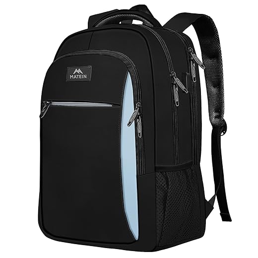 MATEIN Travel Laptop Backpack for Men, Business Anti Theft Slim Sturdy Laptops Backpack with USB Charging Port, Water Resistant College Computer Bag Gift for Women Fits 15.6 Inch Notebook