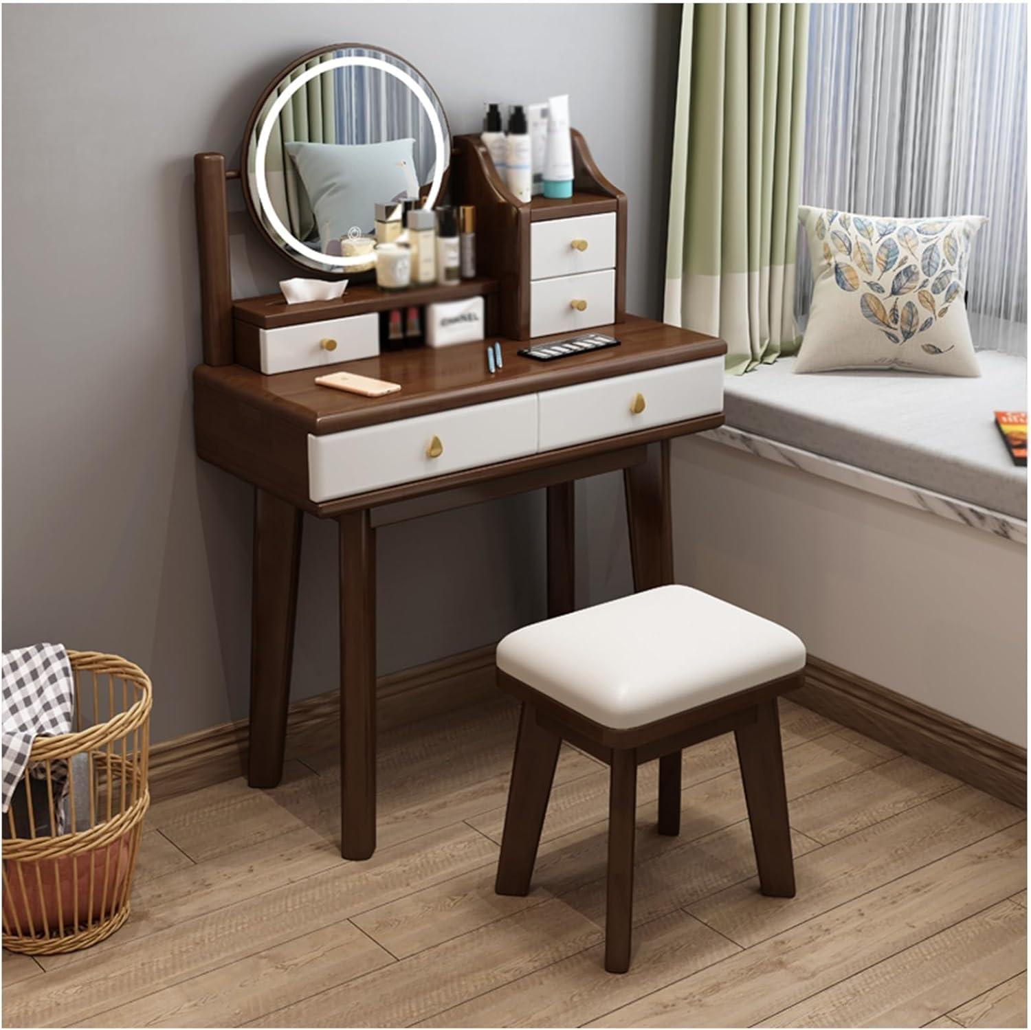 KCTOT Solid Wood Vanity Desk 76cm Ergonomic Height