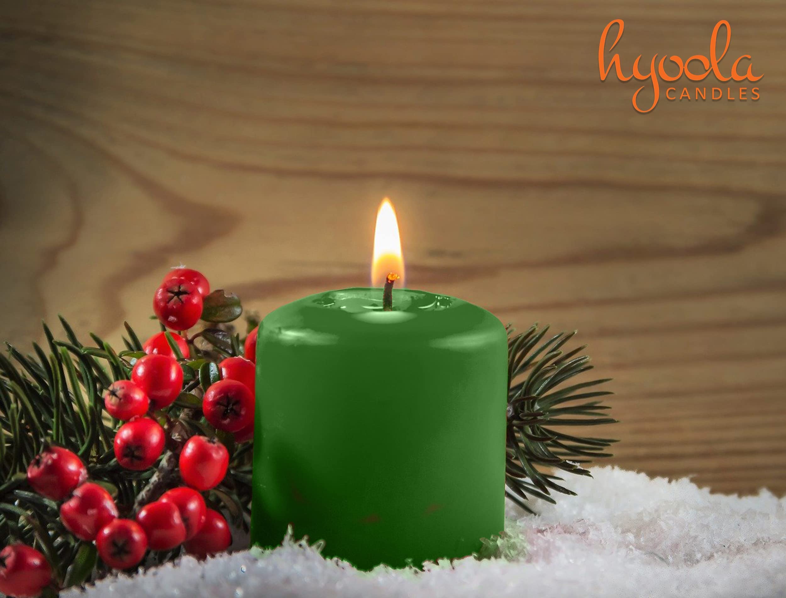 Hyoola Świece Dekoracyjne Bożonarodzeniowe - Czerwone i zielone Świąteczne świece - Świeca Walec - Świece Bryłowe - Świeca Bezzapachowa - 5 x 7,5 cm, 4 Sztuk