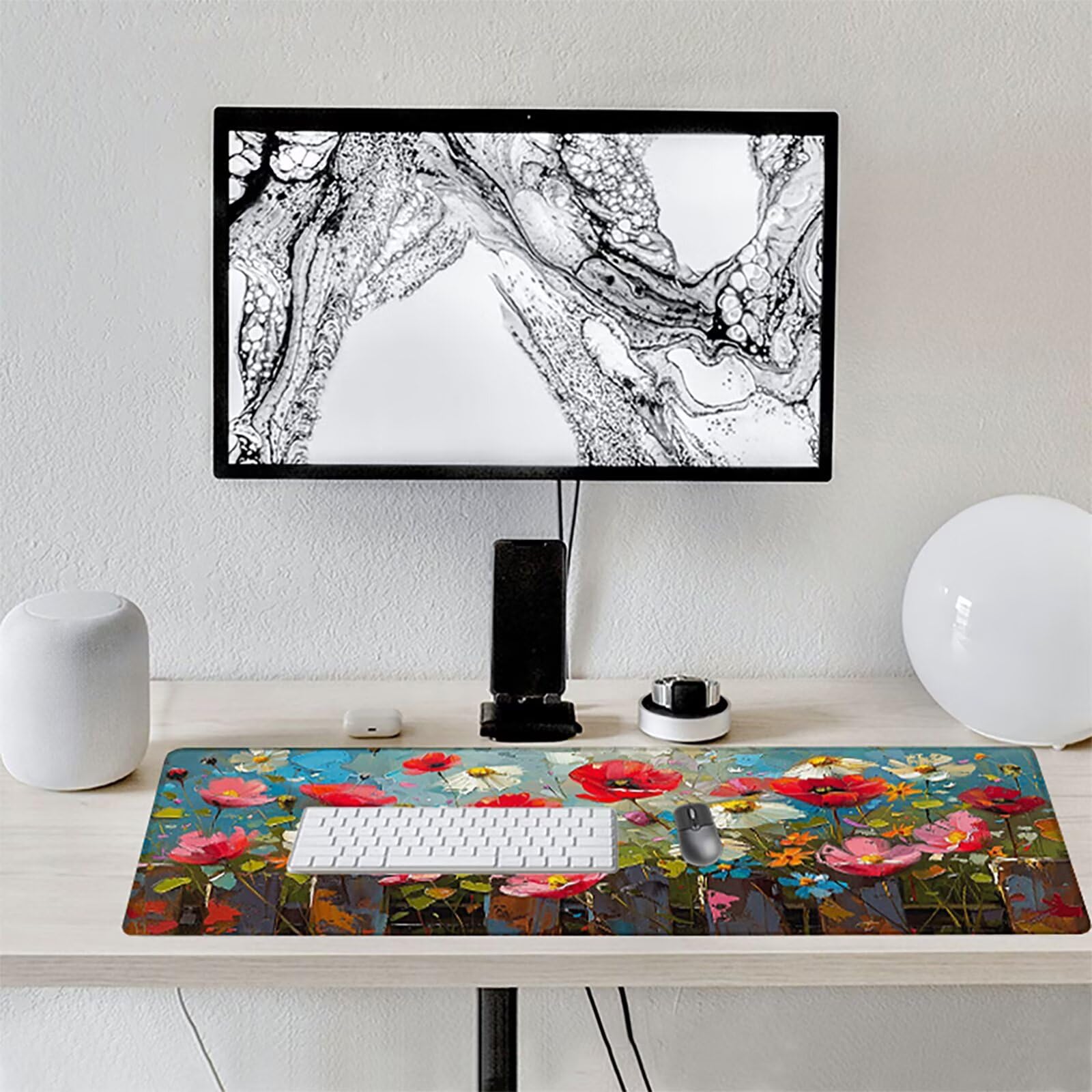 Flor Alfombrilla Ratón Gaming XXL 1500 x 800 mm, Alfombrilla Gaming Rojo Mousepad con Base de Goma Antideslizante, Impermeable Desk Mat para Teclado y Raton, Accesorios Gaming, Regalos de Hombre 9-8