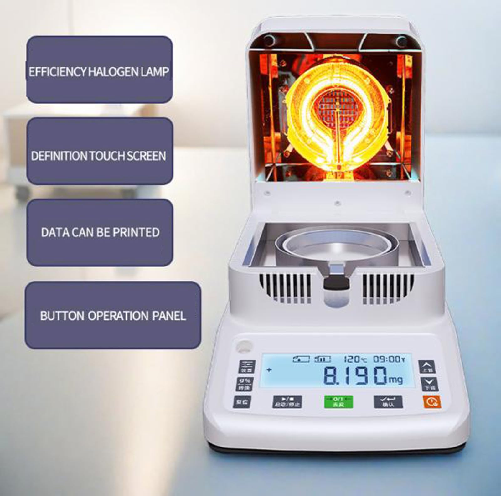 Analizador Electrónico Humedad, Medidor Humedad Halógeno Precisión