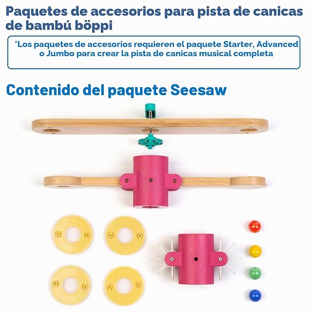 Foto 8 de 8 de boppi Paquete de extensión de balancín y rueda de remo de madera para carreras de canicas