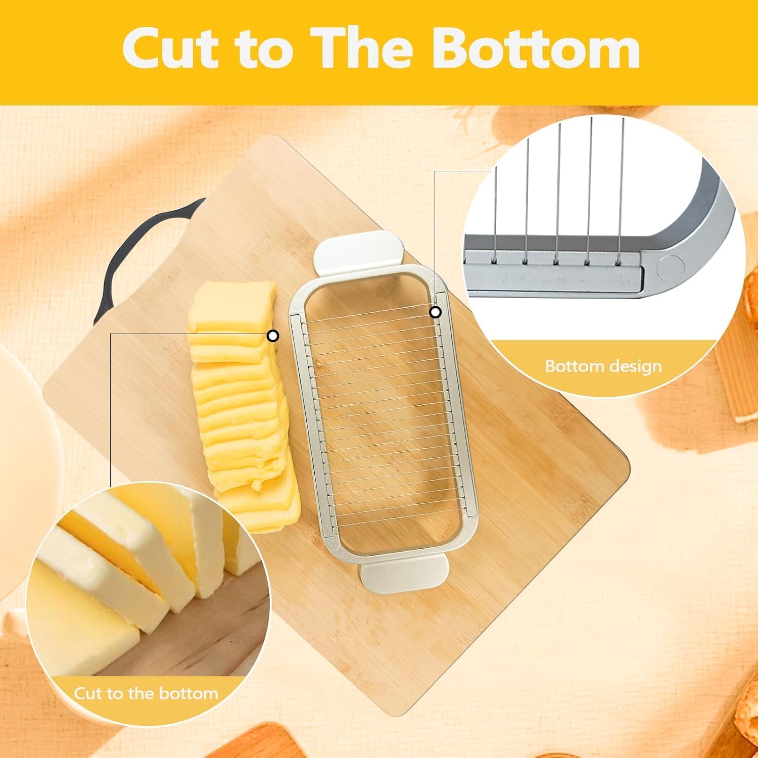 Large Butter Slicer with Stainless Steel Wires, Heavy Duty Food Cutter