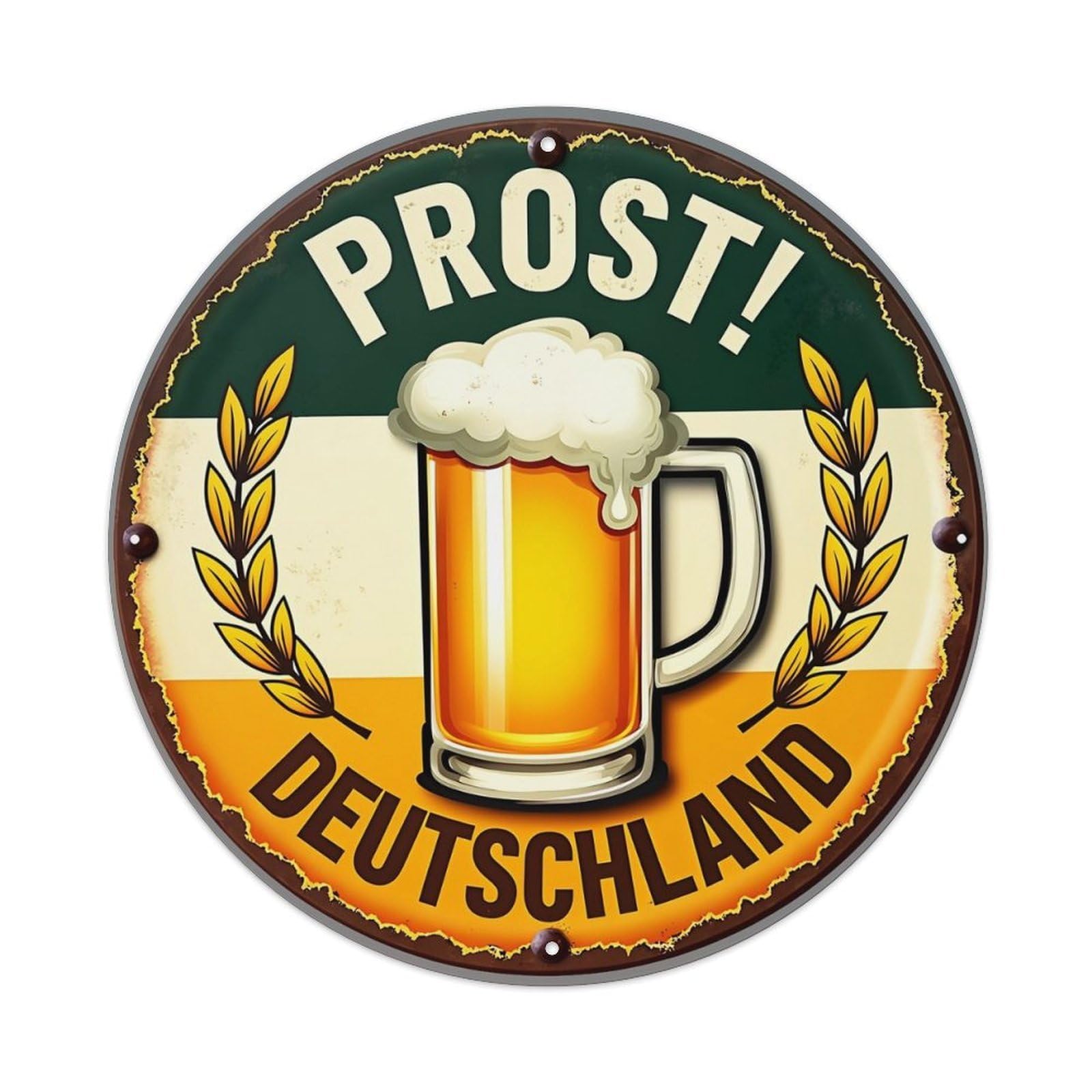 Prost Beer Germany Emblem Sign Tin Sign Metal Poster Vintage Metal Signs for Home Man Cave Bar Cafe Kitchen laundry room Wall Decorations Gift 8x8Inch