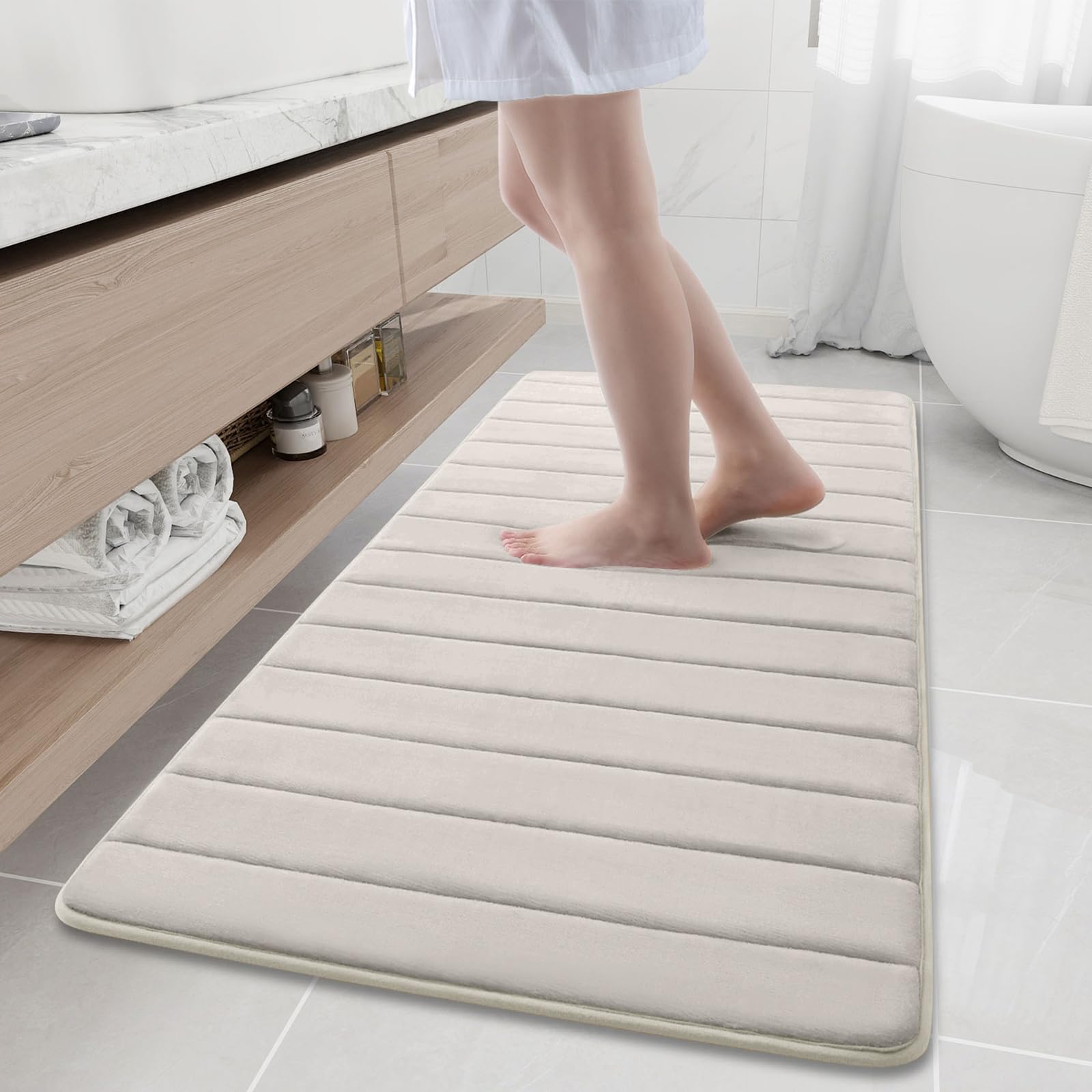 Buganda Memory Foam Bath Mat, 60" x 24", Ultra Soft and Non-Slip Bathroom Rugs, Water Absorbent and Machine Washable Bath Rug Runner for Bathroom,