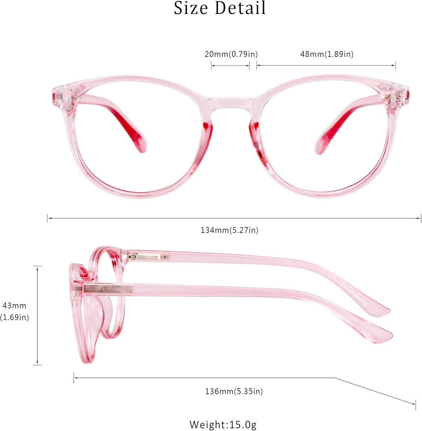 LifeArt Blue Light Blocking Glasses, Anti Eyestrain, Computer Reading Glasses with Spring Hinge, Gaming Glasses, TV Glasses for Women, Anti Glare (Clear Pink, +0.75 Magnification)