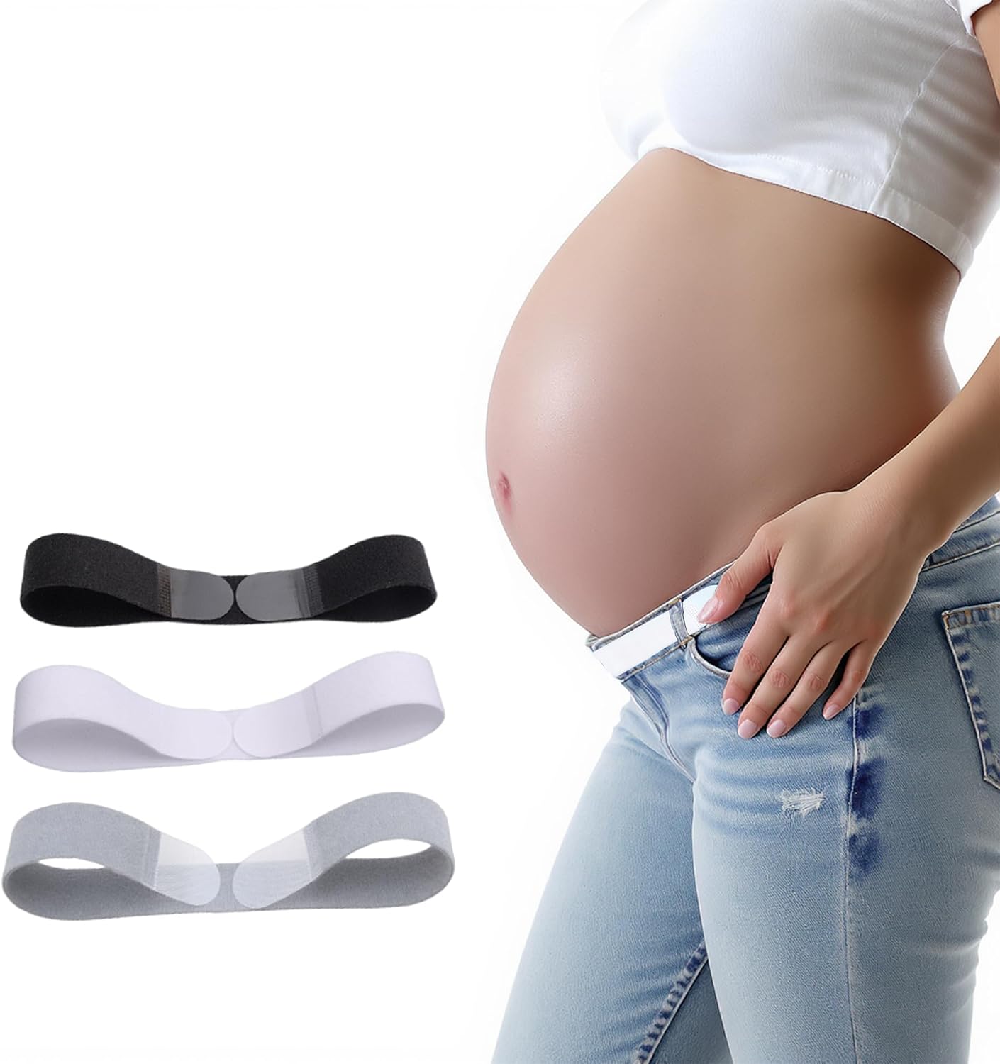 Maternity Belly Band 3-Pack — Turn Any Jeans Into Maternity Pants | Adjustable Hook-and-Loop Waistband Extender