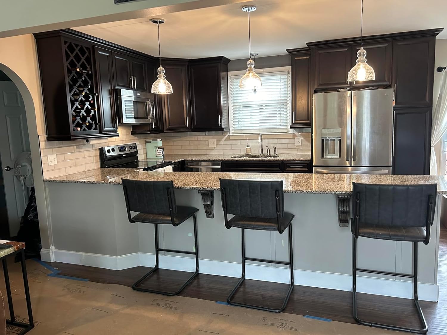 2 Pack 1 Light Hanging Indoor Kitchen Island Pendant Light 8" Clear Seeded Glass Pendant Ceiling Light Fixture,Brushed Nickel Finish Modern Farmhouse Dinning Over Sink