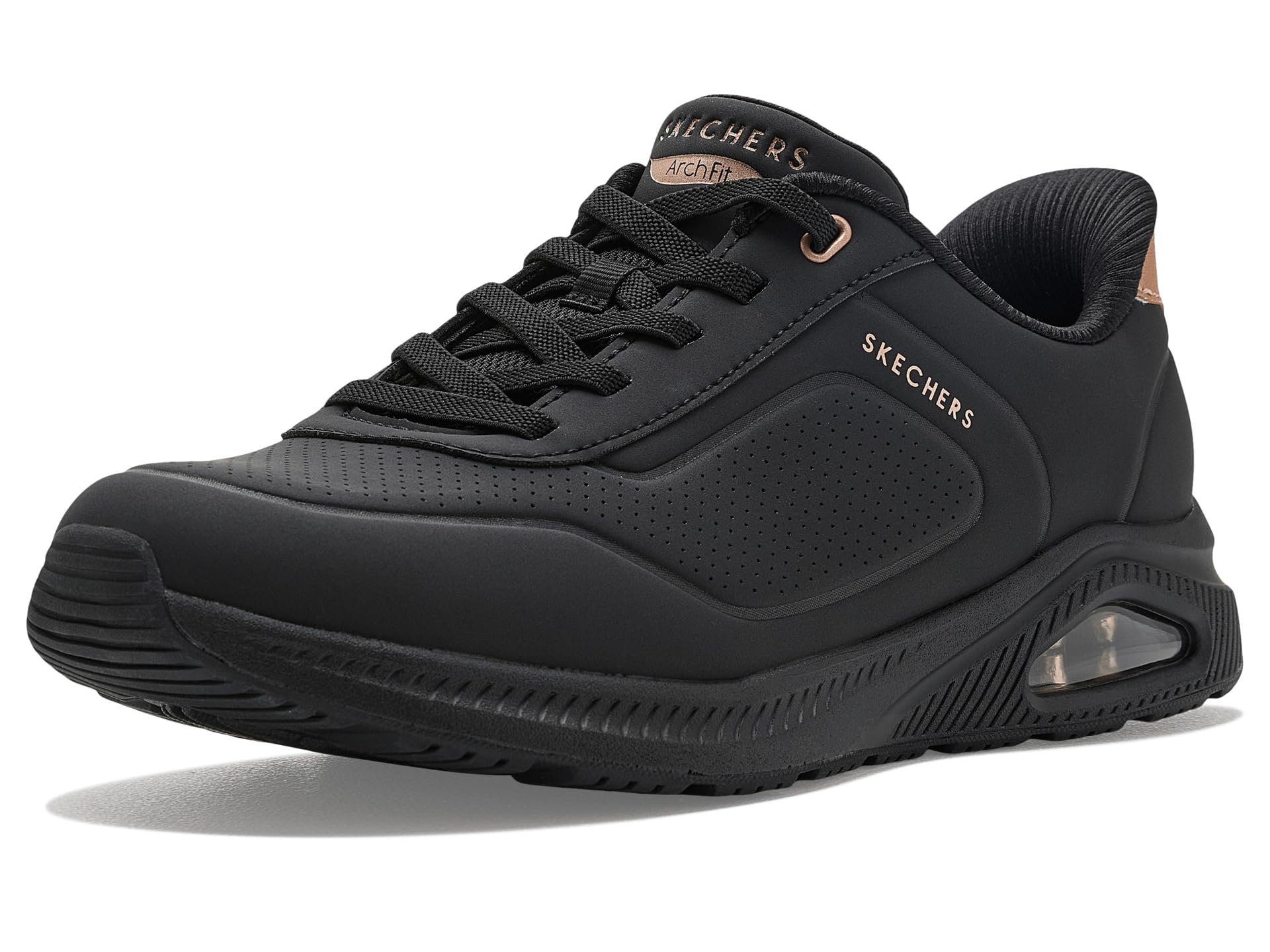 Skechers Women's Arch Fit Uno Trainers, Black Durabuck Mesh, 3.5 UK