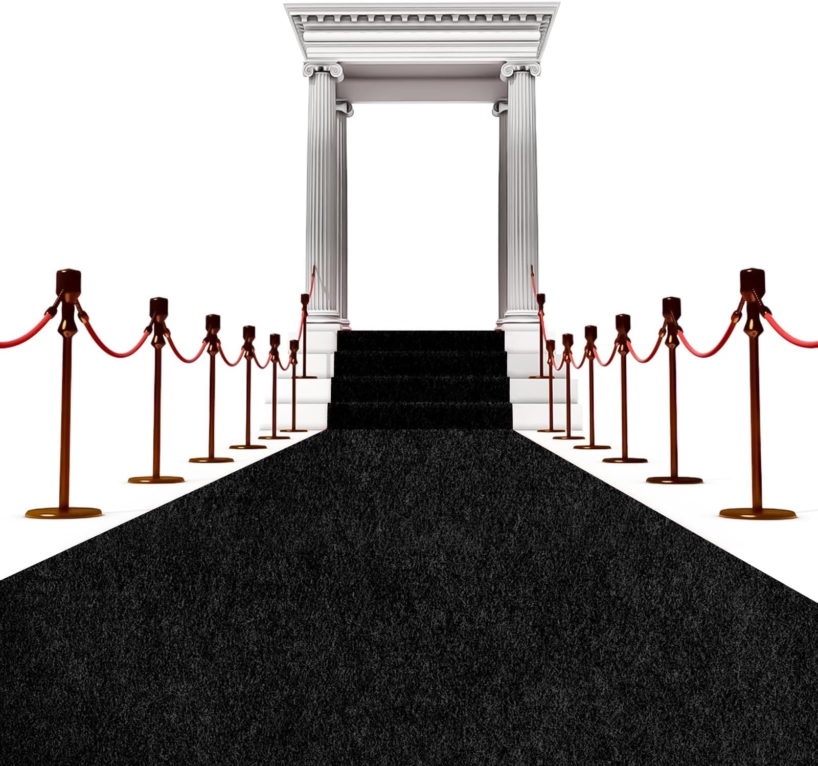 Extra Thick Black Carpet Runner 3 x 30Ft, Non-Slip TPR Rubber Backing, 450 GSM Heavy-Duty Aisle Runner Black Runner Rug for Wedding Ceremony, Hollywood Party, Graduation & Award Events