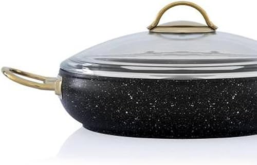 Miniatura 2 de Olla Negra Nostalgia Negra, Olla Antiadherente con Tapa de Vidrio, Ollas y Sartenes, Apto para Lavavajillas, Asas Elegantes de Acero Inoxidable.