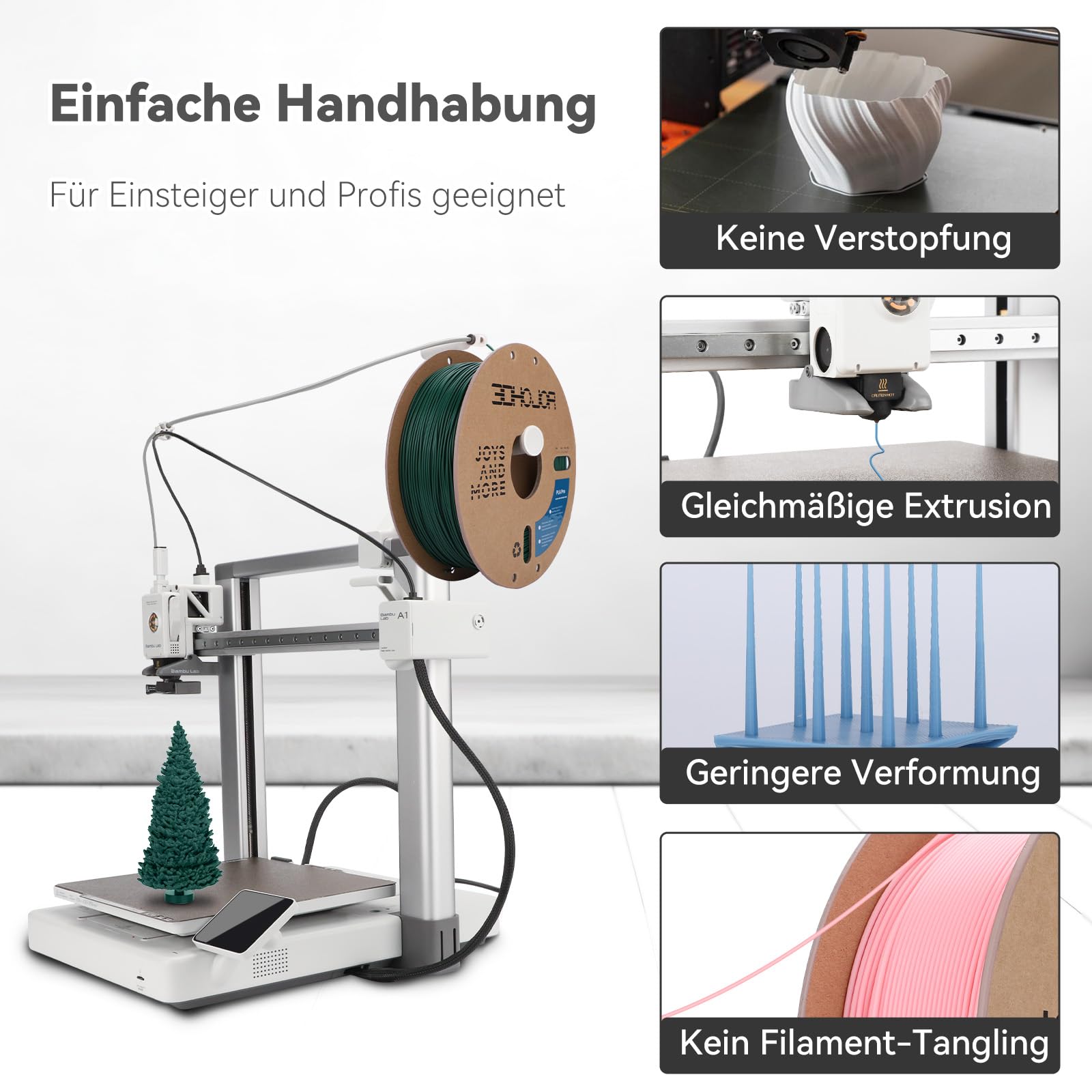 3DHoJor PLA+ Filament 1.75mm 10KG 10 Farben 3D Druck Filament PLA Plus | 1KG/Spule 10er Set, Hohe Zähigkeit, Hohe Schlagfestigkeit, Stärker und Belastbar, Maßgenauigkeit ±0,02mm