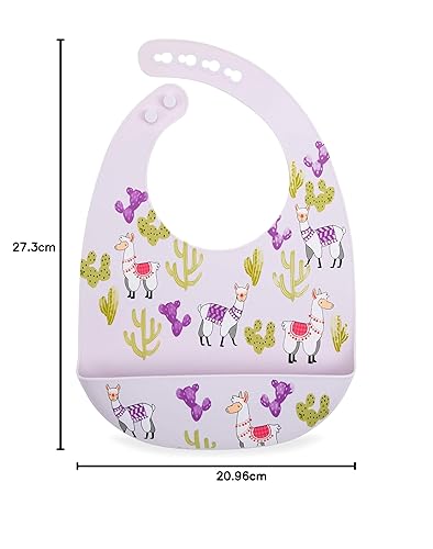 Miniatura 9 de Nuby Paquete de 2 baberos de silicona suaves ajustables y fáciles de limpiar con cuchara, tigres y cuadrados