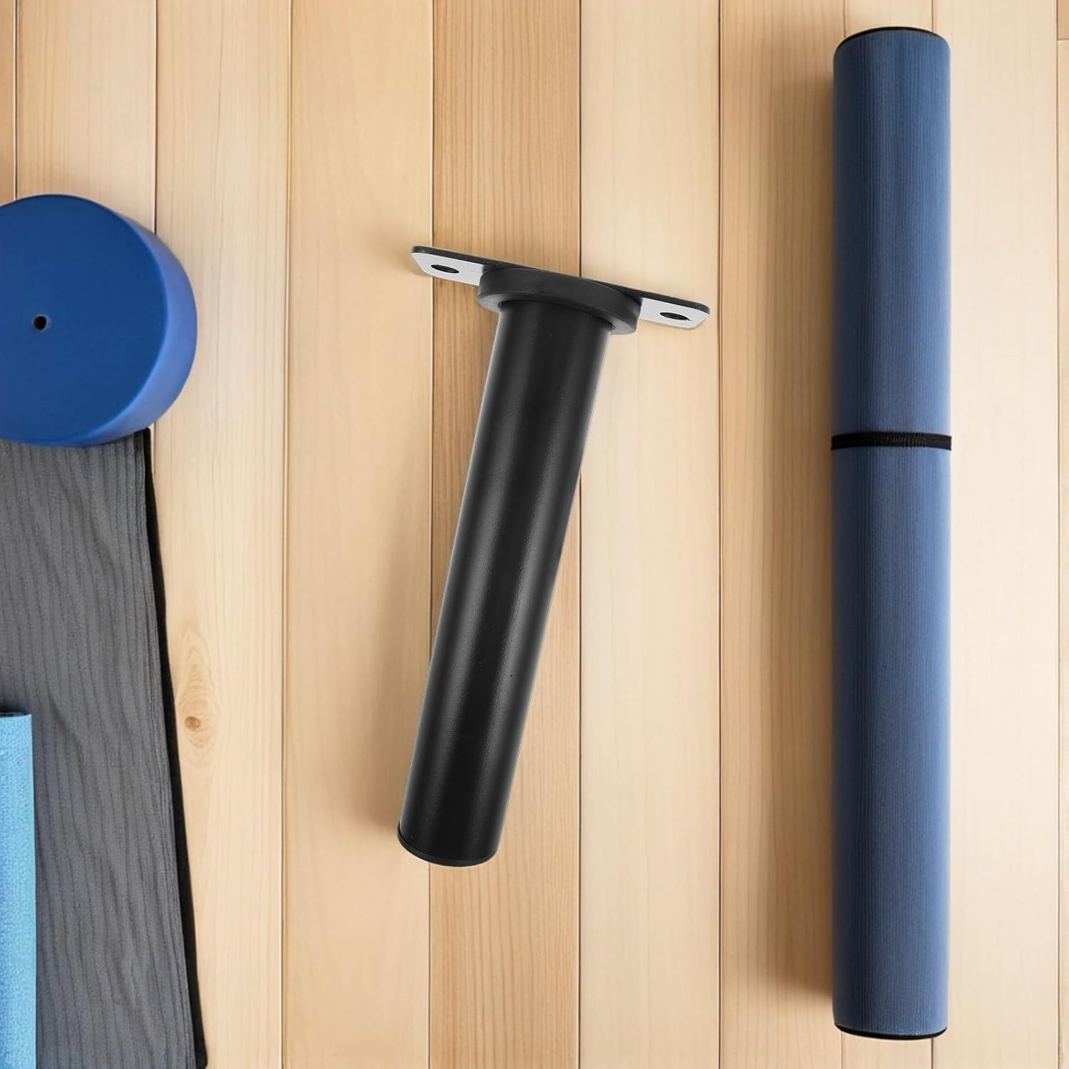 Wall-mounted Barbell Holder and Weight Plate Storage Rack, Carbon Steel 48mm Plate Mount, Gym Equipment Organizer for Home and Personal Workout Space