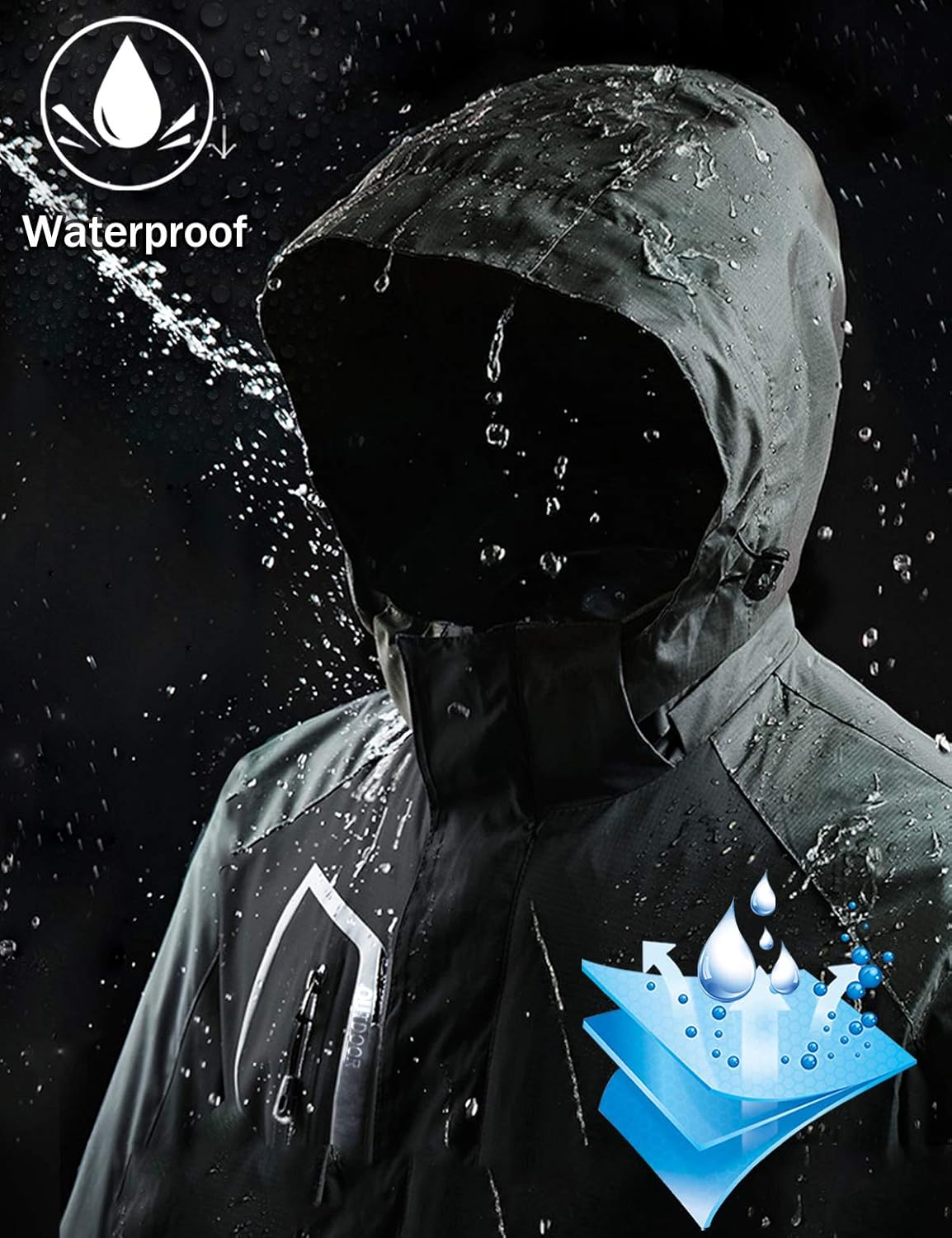 GEMYSE Men's 3 in 1 Waterproof Ski Snow Jacket Fleece Liner Warm Winter Jacket Coat (Army Green,Large)