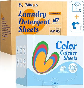 Laundry Detergent Sheets 400 Loads & Color Catchers for Laundry 120 Count 1 Pack
