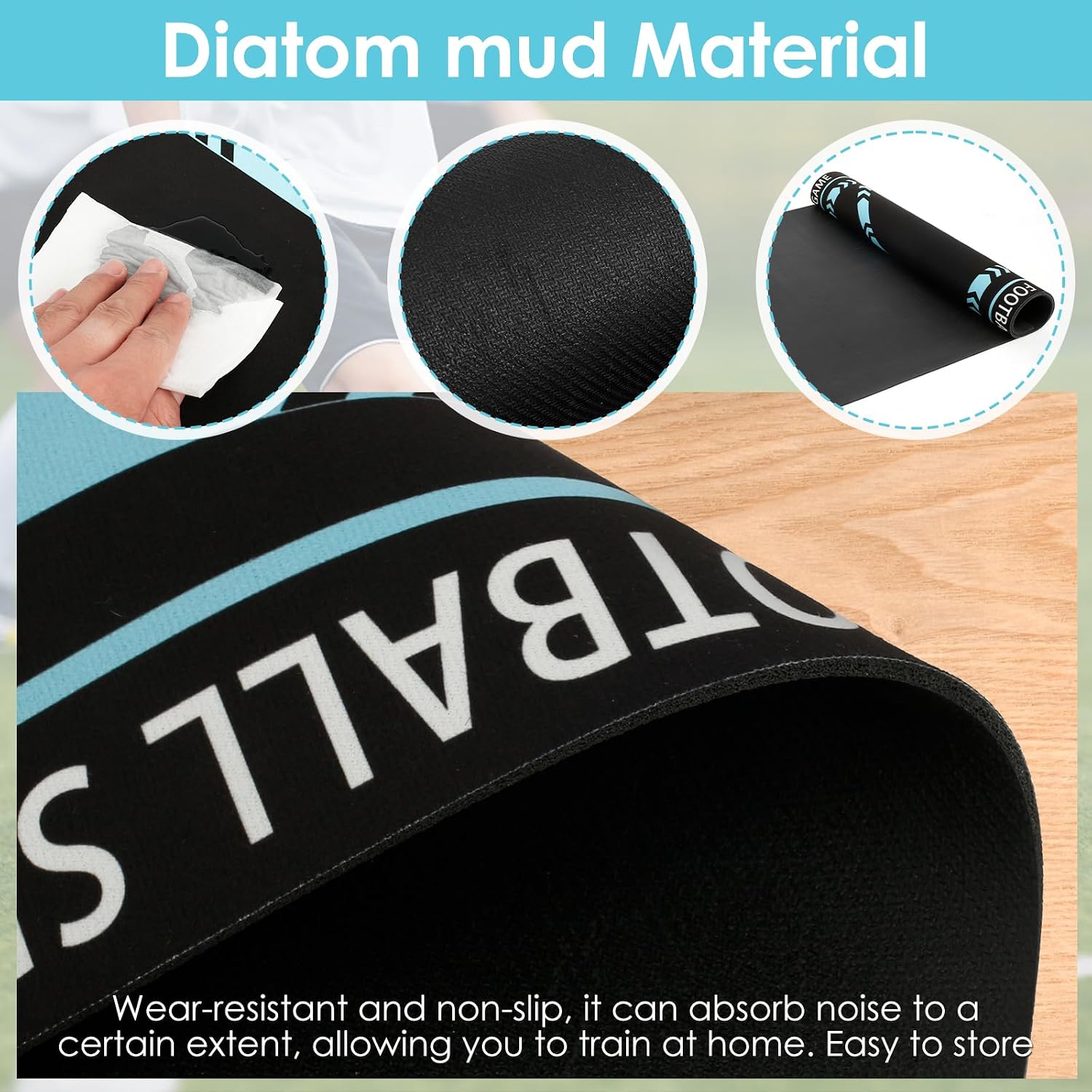 Football Footstep Training Mat, Agility Soccer Training Mat, Nonslip Silent Soccer Training Equipment, Absorbent Wear Resistant Football Training Mat, Ball Mastery Mat