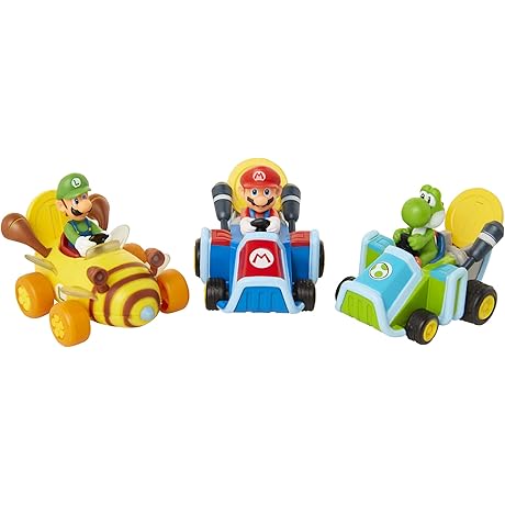 Mario Pull Back Racer 3 Pack 3-Inch Set