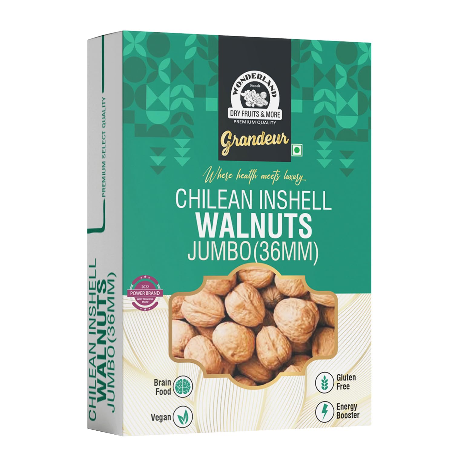 WONDERLAND FOODS Grandeur Premium Chilean Inshell Walnuts 36MM 500g Box
