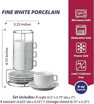 Amazon.com | HIC Kitchen Stackable Espresso Coffee Set, Fine