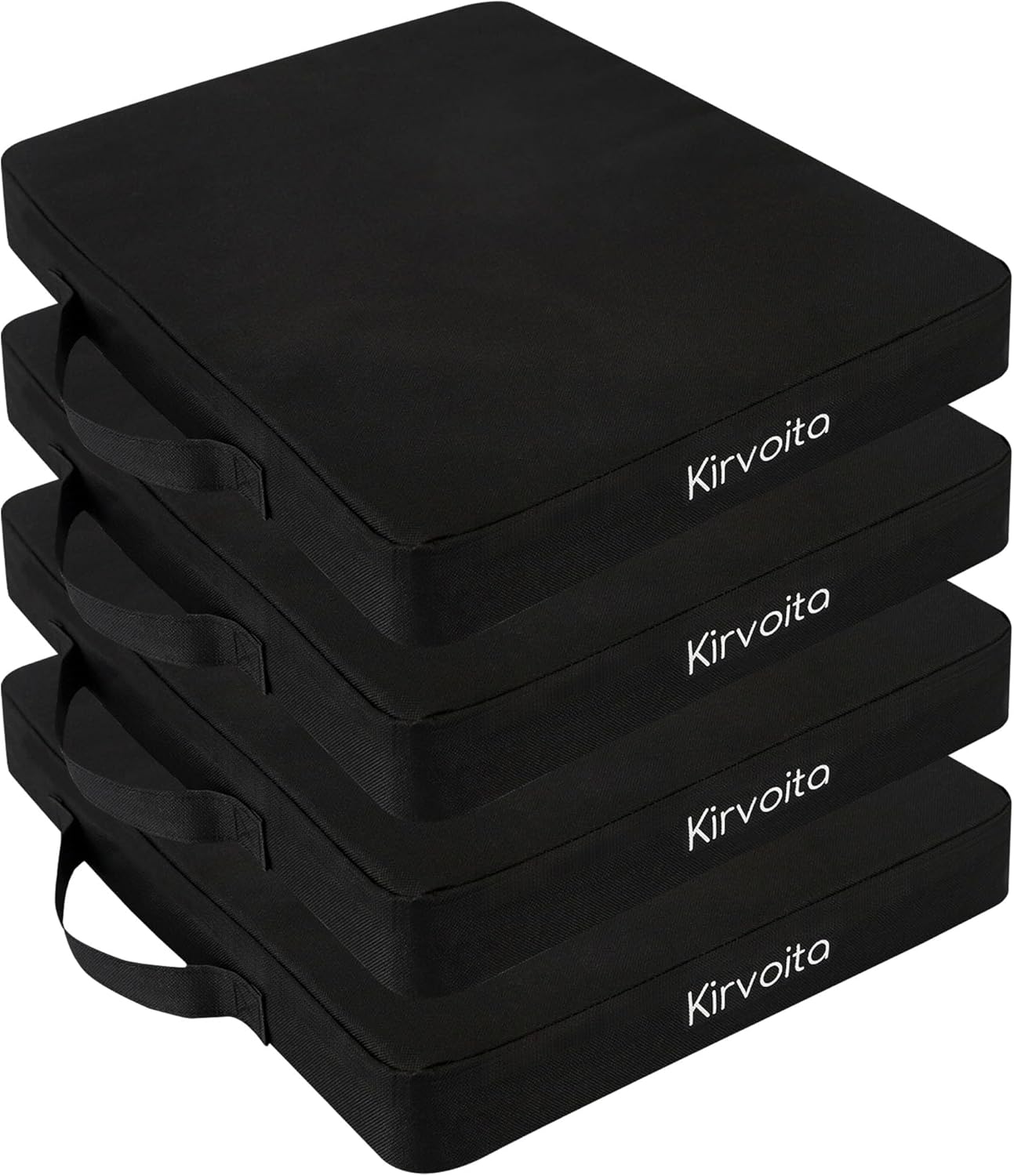 Portable Bleacher Seat Cushions 4 Pack, Waterproof Oxford Fabric Filled with High Density PU Foam (Black)