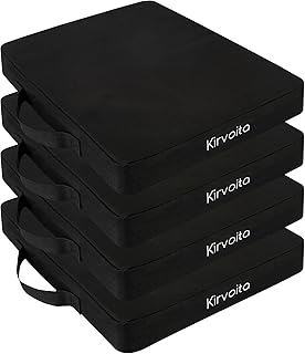 Portable Bleacher Seat Cushions 4 Pack, Waterproof Oxford Fabric Filled with High Density PU Foam (Black)