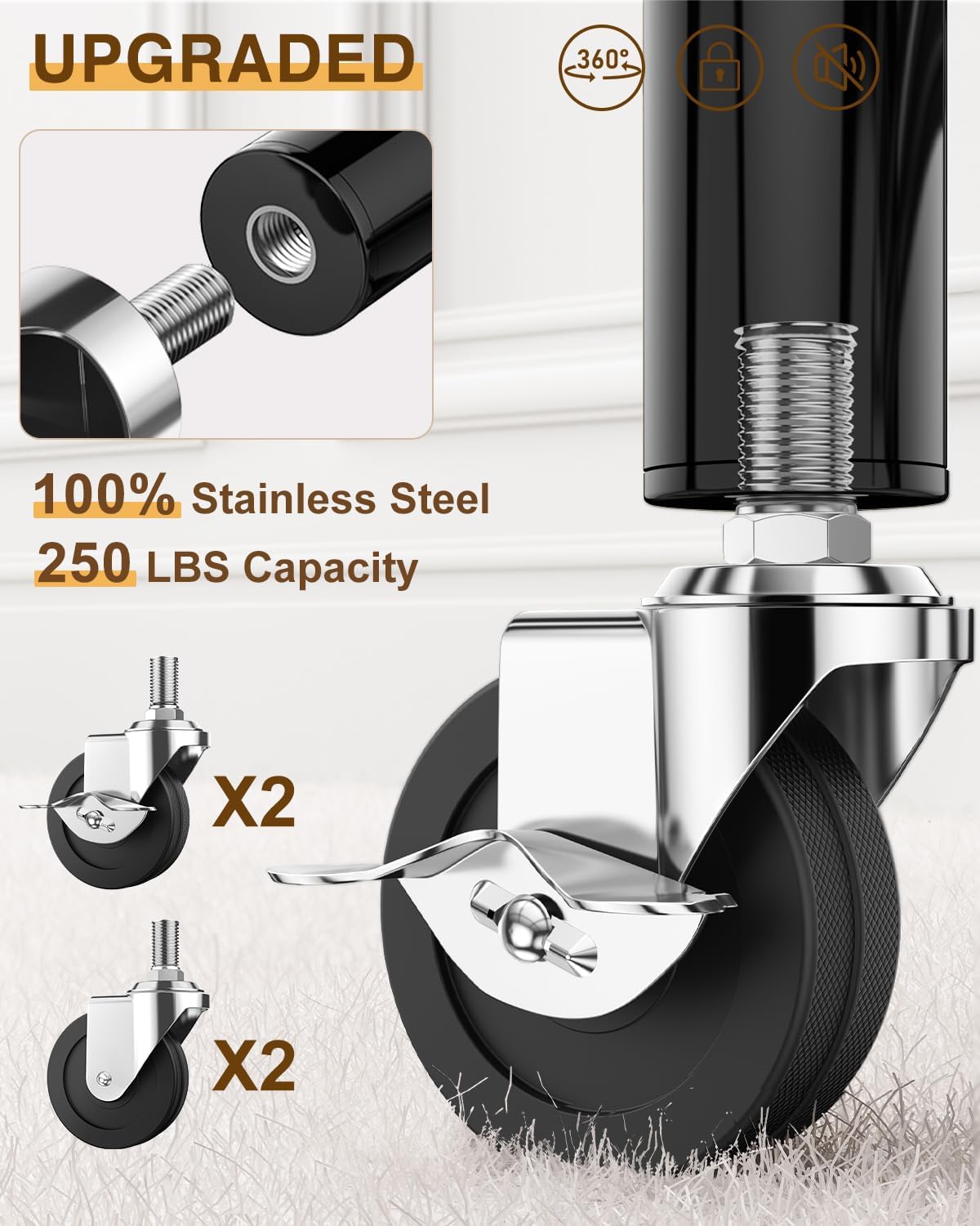 Heavy Duty Clothes Rack Load 520LBS, Adjustable Rolling Clothing Rack with Sturdy Wheel, Metal Industrial Closet Garment Racks for Hanging Clothes Coat, Portable for Bedroom, Laundry Living Room