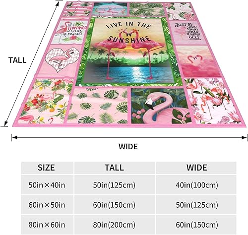 Miniatura 3 de Manta de flamenco rosa Live in The Sunshine, manta cálida y suave de franela con diseño de hojas tropicales, ultra lujosa, acogedora, ligera, de