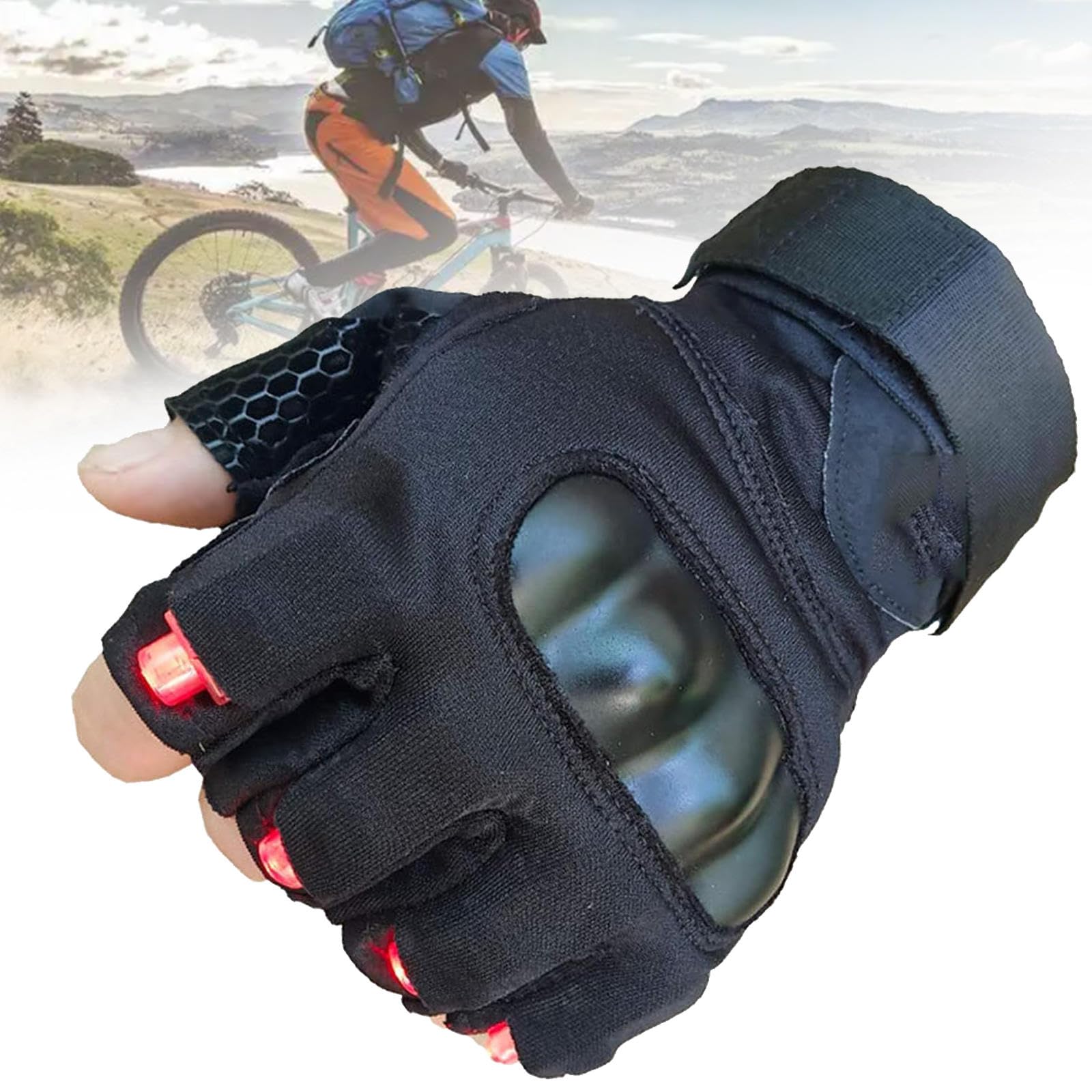 MTTXY LED Flashlight Gloves, LED Outdoor Riding Gloves, Light Gloves Tool, White/Green/Red Half-Finger Gloves for Camping Fishing Car Repairing Hiking,Green : Tools & Home Improvement
