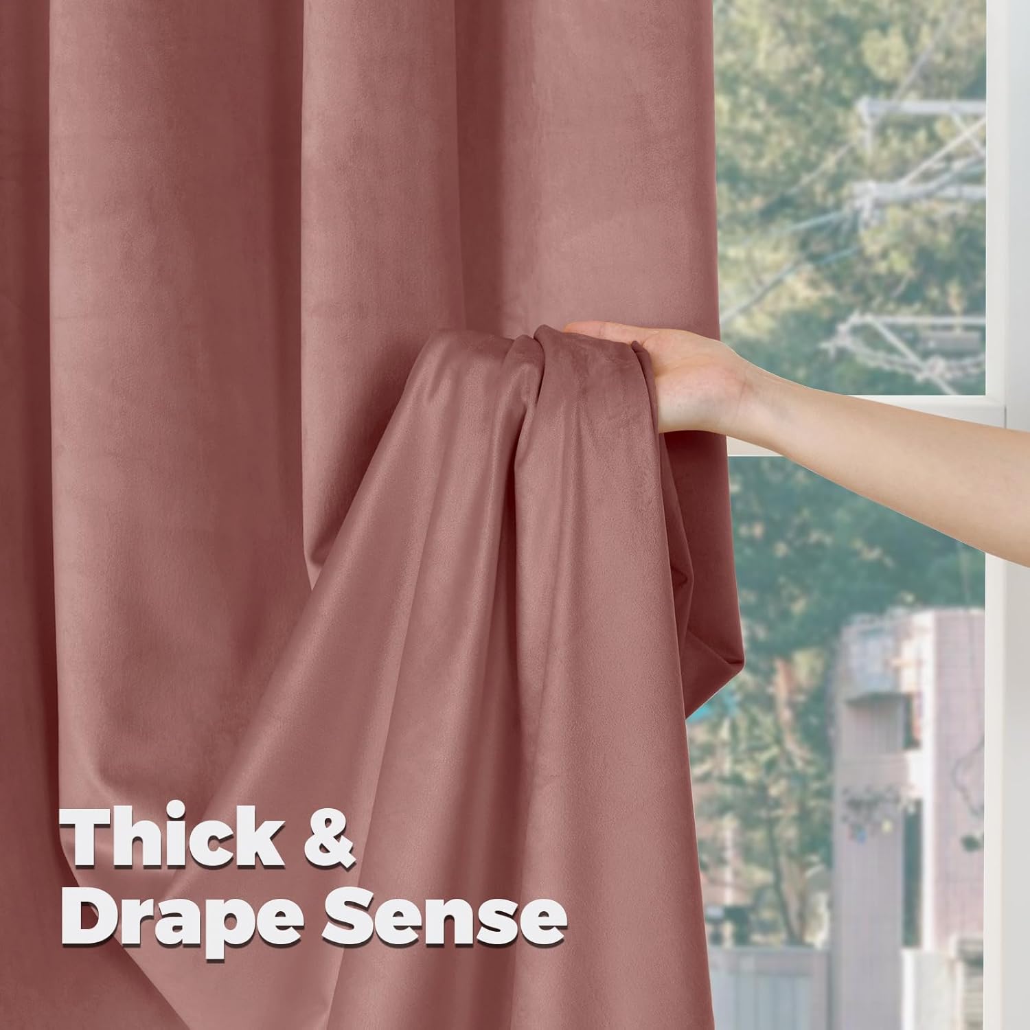 BGment Dusty Rose Pink Velvet Curtains for Bedroom - 102 Inch Long Curtains Super Soft Rlegant Room Darkening Thermal Insulated Blackout Drapes with Back Tab and Rod Pocket, 2 Panels, 52 x 102 Inch