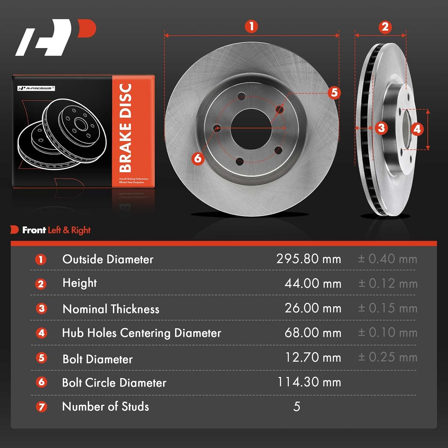 A-Premium 11.64 inch (295.8mm) Front Vented Disc Brake Rotors Compatible with Select Nissan Models - Rogue 2008-2017, Rogue Select 2014-2015, Sentra 2007-2012, 2.0L 2.5L, 2-PC Set