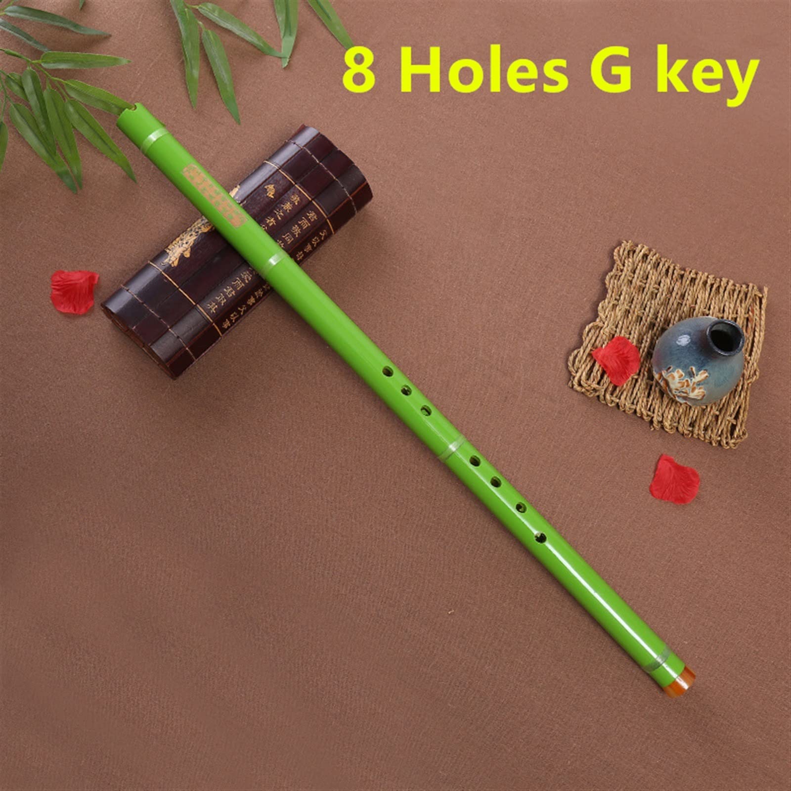 Chiński 8 Otworów Bambusowy Flet Xiao Pionowy Bambusowy Flet Zielony Tradycyjny Instrument Muzyczny Krótki Dizi Xiao Początkujące Bambusowy Flet (Color : G key)