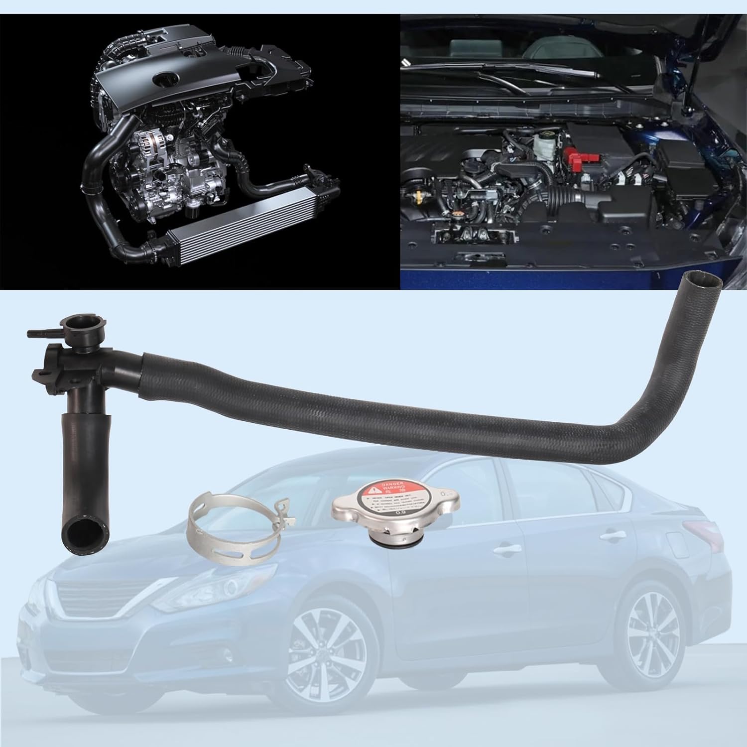 Radiator Cap Assembly Upper Radiator Coolant Filler Neck and Water Outlet Flange Fit for NISSAN ALTIMA 2007-2013 Replace 21430-8991A 21501-9HA0A