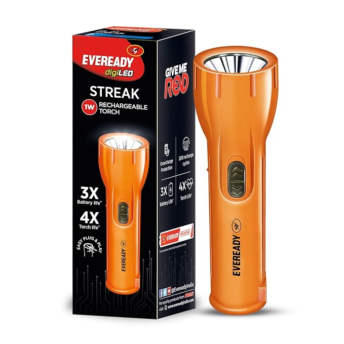 Eveready Streak DL22 Digi LED Torch Super Bright 1W LED 3X Battery