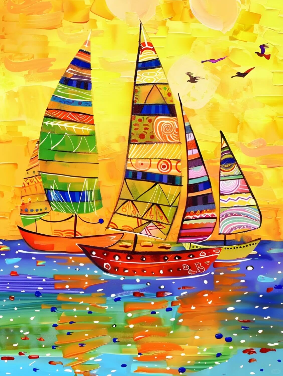 Rqwybcaxn Bead Cross Stitch Kits Graffiti Sailboat 40x50cm