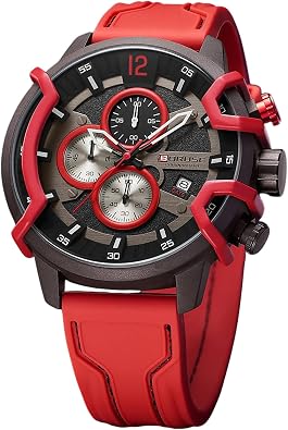 Sports Watches for Men Military Chronograph with Silicone Strap