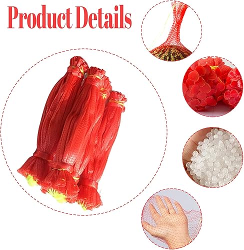 Miniatura 7 de Paquete de 50 redes de sandía de 17.7 pulgadas, bolsas de malla de cebolla roja, reutilizables, redes de melón, hamacas de melón, bolsas colgantes