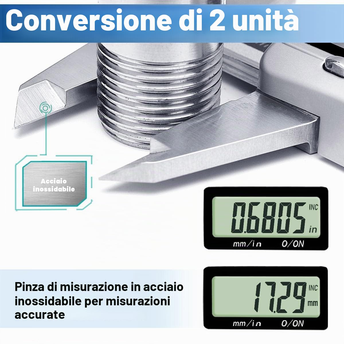 Kynup Calibro digitale 0-6 pollici/150 mm IP67 acciaio inossidabile