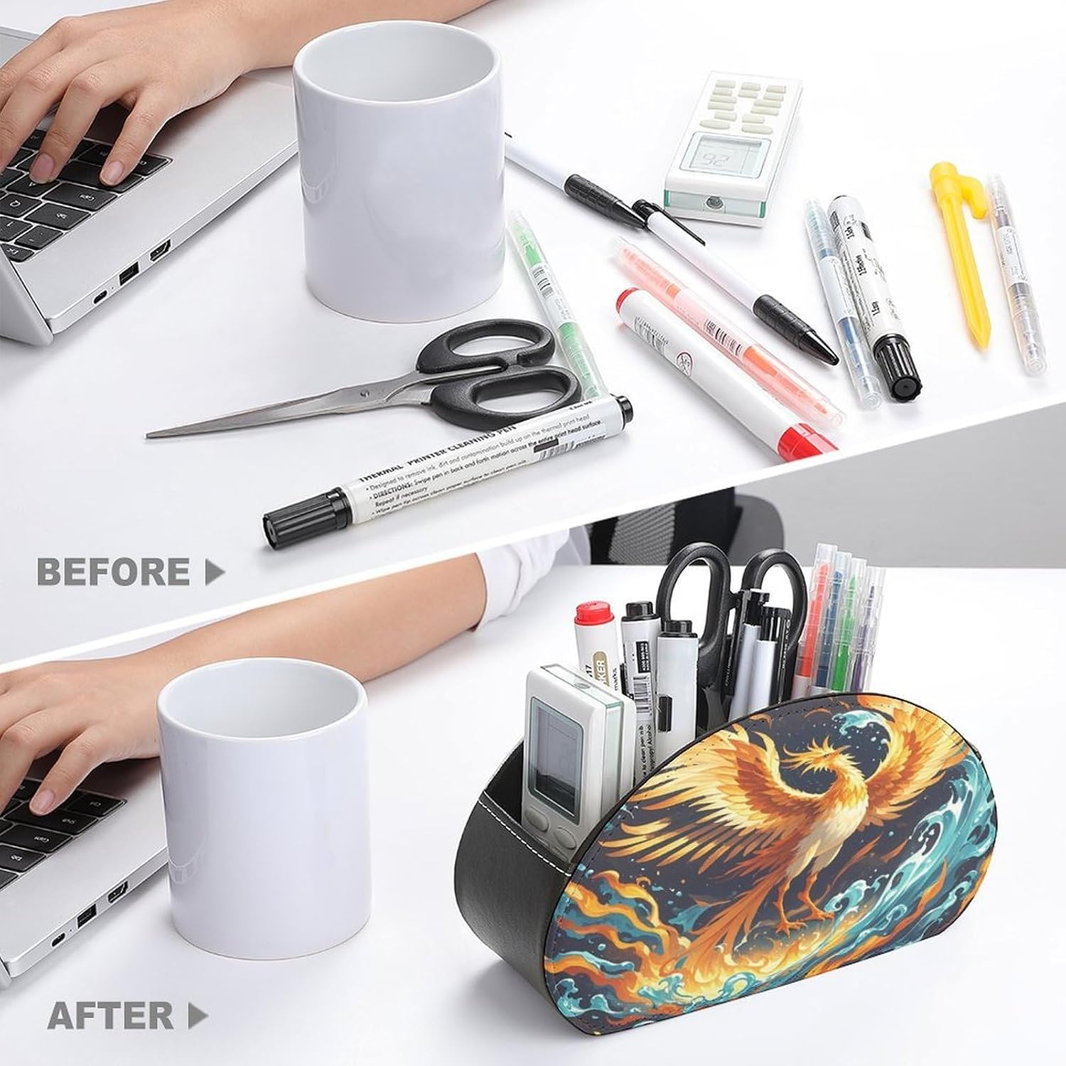Fire Phoenix PU Leather Remote Control Holder with 5 Compartments image 3