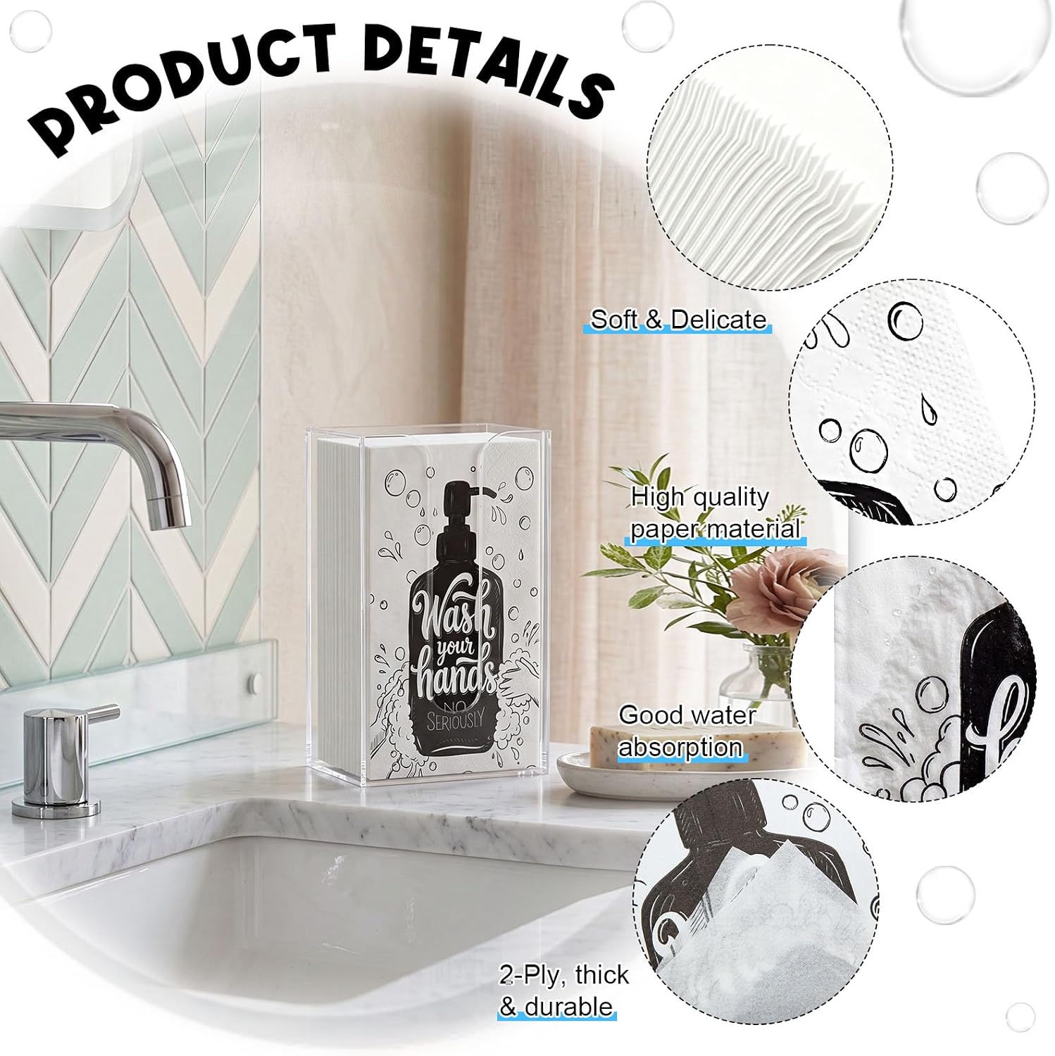 100 Pcs Disposable Hand Towels with Napkin Holder for Guests Bathroom image 4