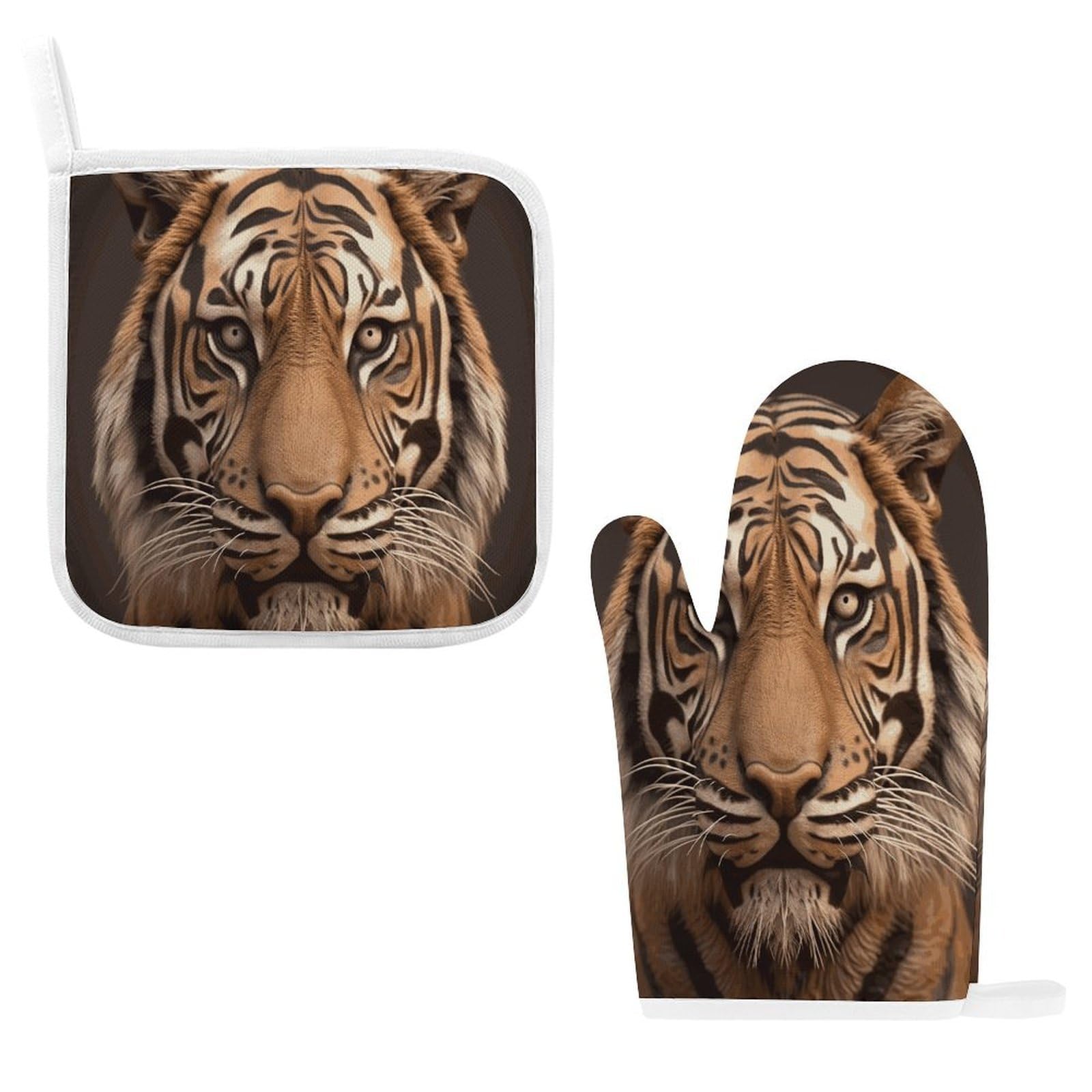 Btcowzrv Style 3D Tiger Head Oven Mitts And Pot Holders 2Pcs Set