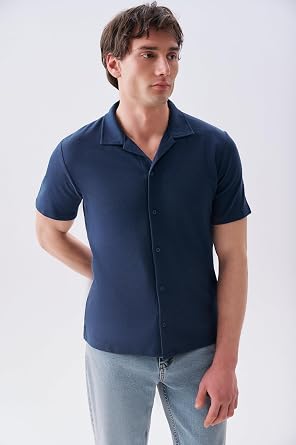 Erkek Ta  Rengi Regular Fit Dokulu K sa Kollu G mlek